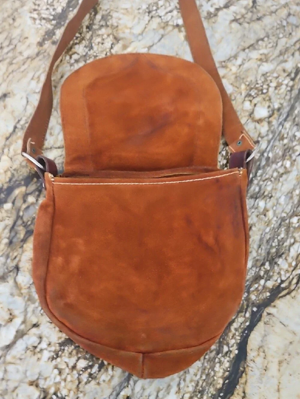 Undranded Boho Style Suede Hand Tooled Crossbody Bag Some Patina